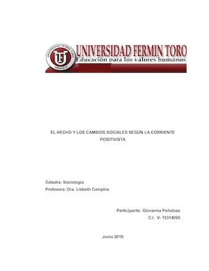 Sociología El Hecho Y Los Cambios Sociales Según La Corriente Positivista