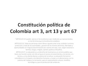 Constitución Política De Colombia Art 3, Art