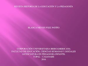 Revista Historia De La Pedagogia