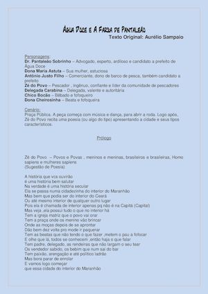 Texto / Água Doce e a Farsa De Pantaleão