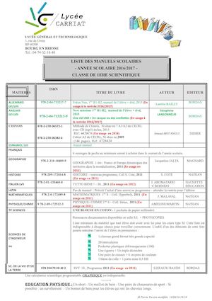 Manuels Scolaires 1ère Scientifique