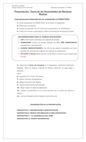 Guía Ppt Teoría De Maslow