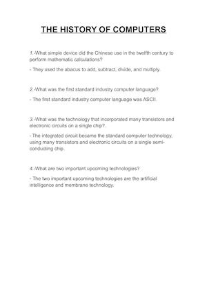 The History Of Computers