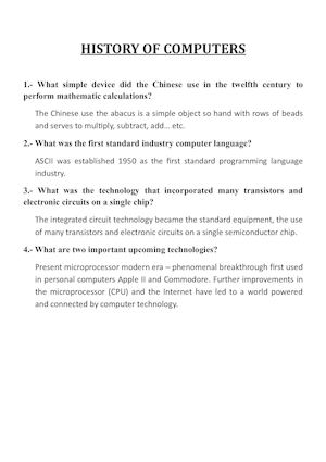 HISTORY OF COMPUTERS