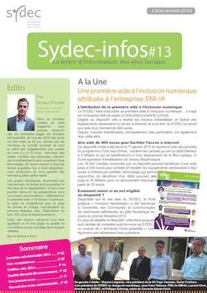 SYDEC-Infos N°13, Le Magazine d'information des élus landais - 2ème semestre 2015