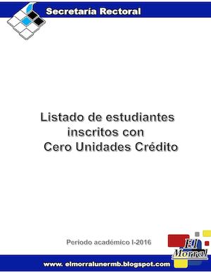 Listado Cero Unidades Crédito I- 2016