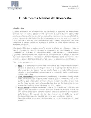 Fundamentos Técnicos Del Baloncesto