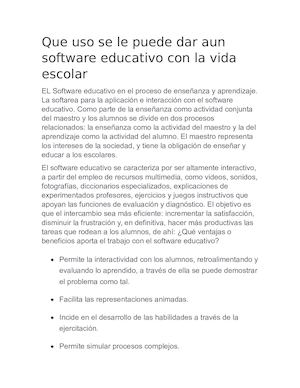 Que Uso Se Le Puede Dar Aun Software Educativo Con La Vida Escolar