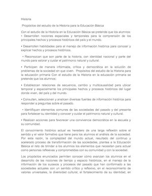 Programa de Estudios 2011. Historia