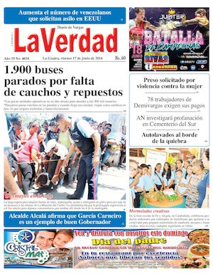 La Guaira, viernes 17 de junio de 2016 Año 19 Nº. 6034