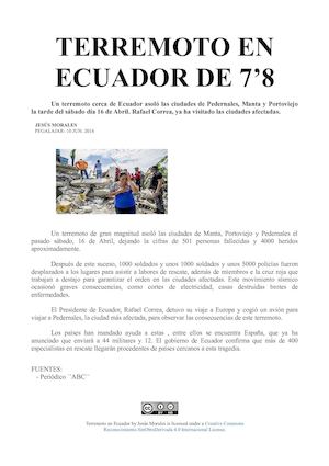 Noticia. Terremoto en Ecuador