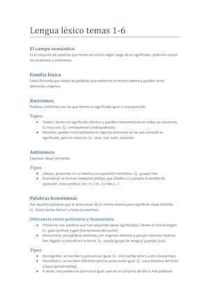 Lengua Léxico Temas 1 6