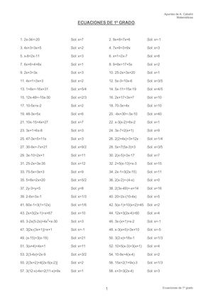 Ecuaciones De 1 Grado