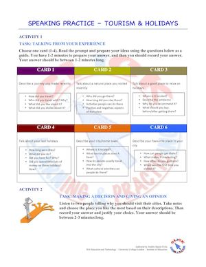 Speaking Practice Tourism & Holidays