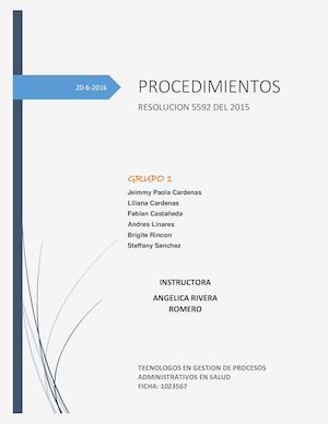 Cartilla Procedimientos Resolucion 5592 Del 2015