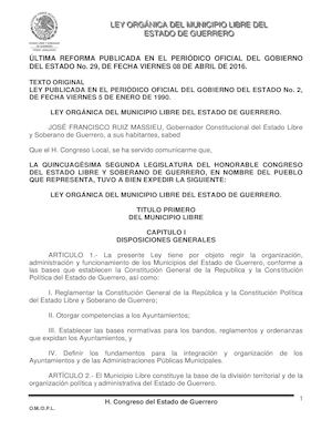 Ley Orgánica Del Municipio Libre Del Estado De Guerrero (1)
