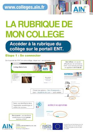 Fiche Administration Accès Rubrique de mon collège 2016