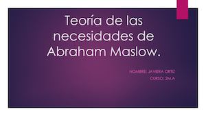 Teoría De Las Necesidades De Abraham Maslow