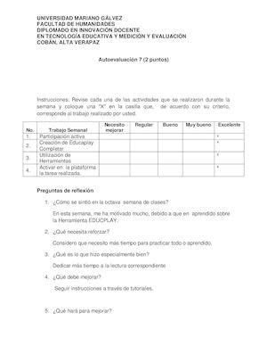 Autoevaluación 7 Curso Tecnología
