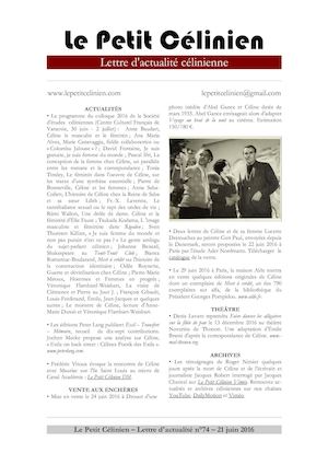 Le Petit Célinien - Lettre d'actualité n°74