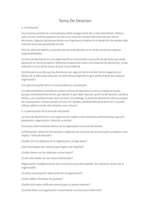 Toma De Desicion