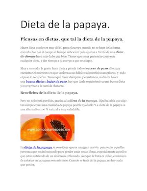 Dieta De La Papaya
