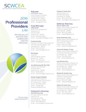 2016 Professional Provider List