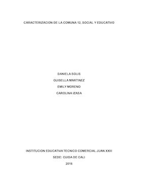 Caracterizacion De La Comuna 12 Brenda Solis