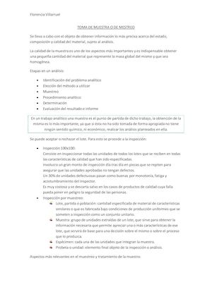 Toma De Muestra O De Mestreo