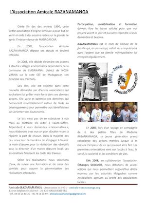 L’association Amicale RAZANAMANGA