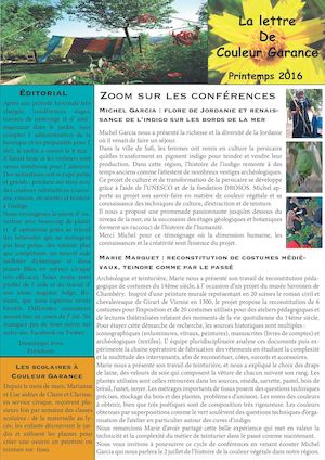 La lettre de Couleur Garance