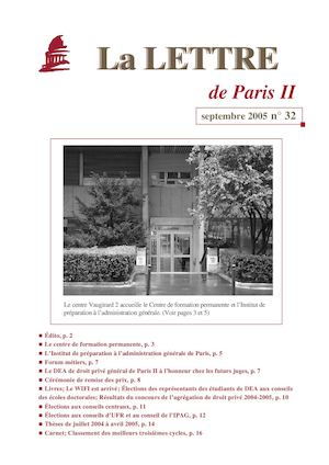 La lettre de Paris II - N° 32 - sept. 2005