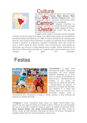 Cultura Do Centro Oeste