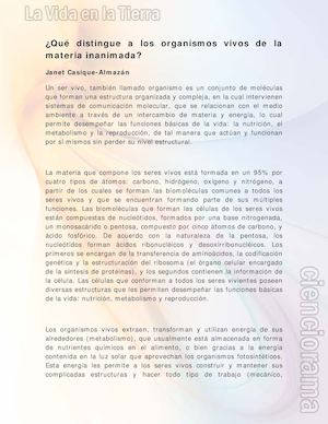 ¿Que distingue a los organismos vivos de la materia inanimada?