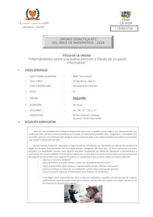 Un1 2do Matemática Informándonos Sobre Una Buena Elección A Través De Un Panel Informativo