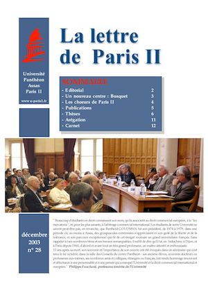 La lettre de Paris II - N° 28 - décembre 2003