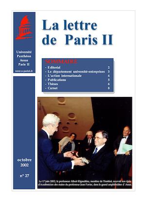 La lettre de Paris II - N° 27 - oct. 2002