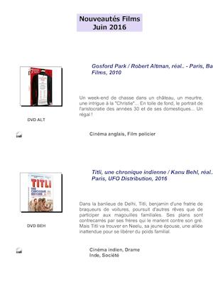 Nouveautés DVD Juin 2016