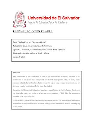 La Evaluación En El Aula Artículo Ues