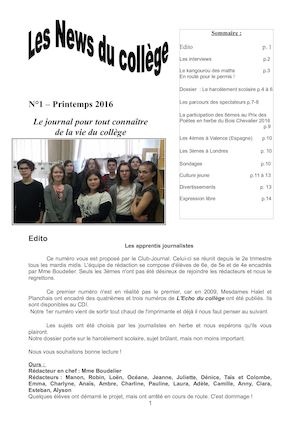 Les News du collège numéro 1