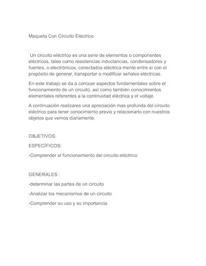 Sintesis Maqueta Con Circuito Eléctrico