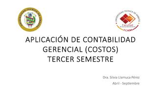 Aplicación De Contabilidad Gerencial Costos