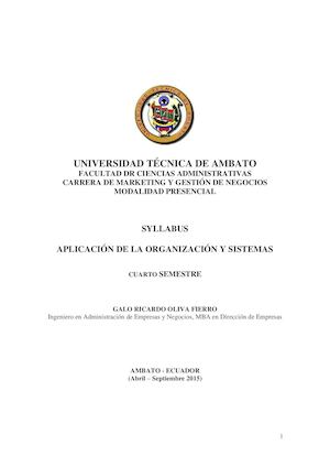 Modulo Silabo Organizacion Y Sistemas Mgn Doc Abril Septiembre 2015 Uta