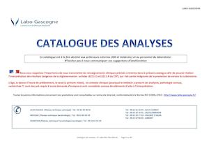 Catalogue des Analyses LABO-GASCOGNE