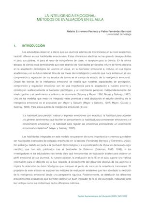 La Inteligencia Emocional Métodos De Evaluación En El Aula