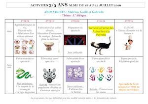 Planning Animation Du 18 Au 22 Juillet