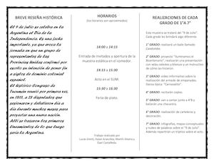Triptico - Festejo del Bicentenario