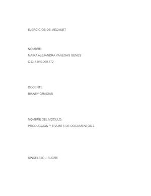 Ejercicios De Mecanet Maira Vanegas