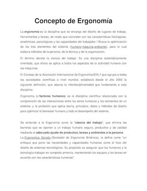 Concepto De Ergonomía