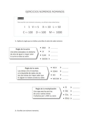 Ejercicios Números Romanos